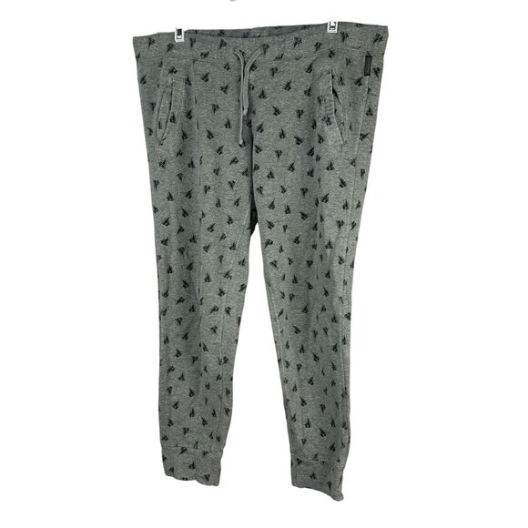 Converse All Star Men Grey Jogger Pants Drawstring Medium Black Graphic Print - Picture 1 of 8